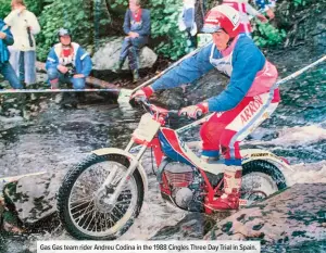  ??  ?? Gas Gas team rider Andreu Codina in the 1988 Cingles Three Day Trial in Spain.