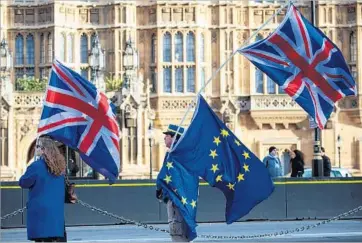  ?? Jack Taylor Getty Images ?? PROTESTERS opposed to Britain’s exit from the European Union march outside Parliament in London.