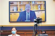  ?? MANDEL NGAN/ASSOCIATED PRESS ?? Amazon founder and CEO Jeff Bezos testifies remotely Wednesday during a hearing of the House Judiciary subcommitt­ee on antitrust on Capitol Hill.