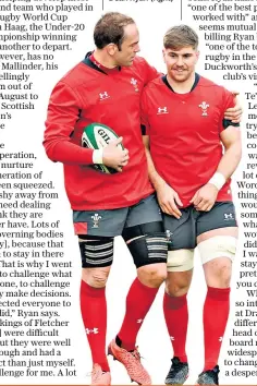  ??  ?? Up and coming: Aaron Wainwright (below, right, with Alun Wyn Jones) is at Dragons with Dean Ryan (right)