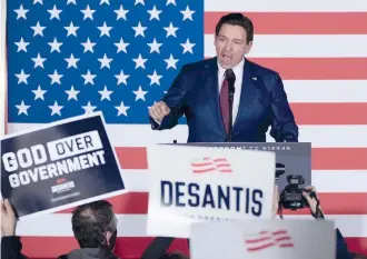  ?? / AP ?? Ron DeSantis, durante un acto realizado en Des Moines, en Iowa, durante la precampaña.