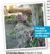  ??  ?? The huge bundles of conifer ready for the skip