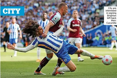  ?? ?? City are interested in signing Brighton left-back Marc Cucurella