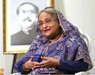  ??  ?? Bangladesh Prime Minister Sheikh Hasina speaks during an interview in Manhattan, New York, US last month.