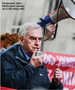 ??  ?? Firebrand: John McDonnell speaks at a Left-wing rally