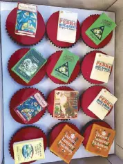  ??  ?? Cupcakes with design covers of some of Rio Alma’s books are a merienda feature.