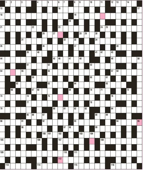  ?? ?? When you’ve solved the crossword, the letters on the shaded squares, reading left to right, top to bottom, spell a mystery word or phrase.
