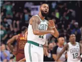  ?? WINSLOW TOWNSON / USA TODAY SPORTS ?? Celtics forward Marcus Morris is pumped up during Boston’s 108-83 victory over the Cavaliers.