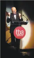  ??  ?? Actor Donald E. Lacy Jr., among those honored by TBA, took the Herbst Theatre podium to receive the Legacy Award.