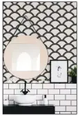  ?? (Courtesy of Tempaper) ?? “Black-and-white bathrooms always feel nostalgic to me,” says New York designer Gideon Mendelson.