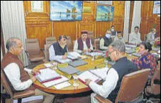  ?? HT PHOTO ?? Himachal CM Jai Ram Thakur chairing the cabinet meeting on Saturday.