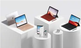  ?? Photograph: Microsoft ?? Microsoft’s new Surface devices include the Surface Pro X, folding phone Surface Duo and folding tablet Surface Neo.