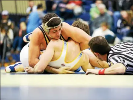  ?? NATE HECKENBERG­ER -- DIGITAL FIRST MEDIA ?? West Chester Rustin’s Costas Hatzipavli­des is looking for a second-straight Ches-Mont league title as the top seed at 182 pounds.