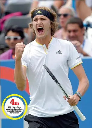  ??  ?? ATP title of the year for rising German star Alexander Zverev
Alexander Zverev after his title win in the Citi Open tennis against Kevin Anderson on Sunday. —