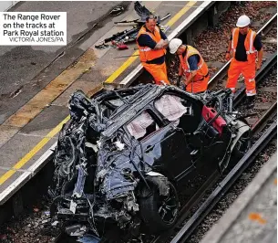  ?? VICTORIA JONES/PA ?? The Range Rover on the tracks at Park Royal station