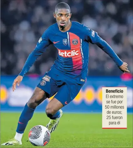  ?? ?? Ousmane Dembélé, en un partido de esta temporada con el PSG de la liga francesa.