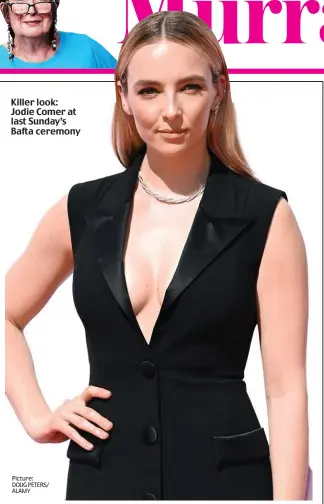  ?? Picture: DOUG PETERS/ ALAMY ?? Killer look: Jodie Comer at last Sunday’s Bafta ceremony