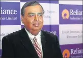  ?? REUTERS ?? Mukesh Ambani’s RIL has formed a partnershi­p with Assets Care and Reconstruc­tion Enterprise­s Ltd to bid for Sintex.