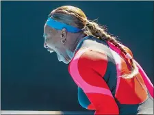  ?? HAMISH BLAIR/AP PHOTO ?? Serena Williams of the United States reacts during her fourth round match against Aryna Sabalenka of Belarus on Sunday at the Australian Open in Melbourne, Australia.