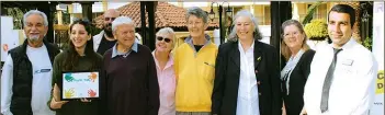  ??  ?? Left to right: SOS Children’s Village fundraiser­s Raşit Kutlu and Çise Özverel, SOS Youth Home social worker Çağan Türkoğlu, Kads Don and Caroline Attwood, Gwen Cassell and Margaret Ray from KAR, Beverley Westbrook from Kads and Pia Bella waiter Naseer...