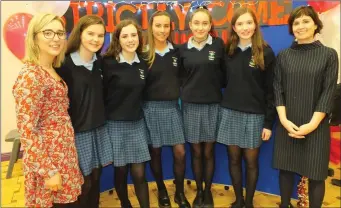  ??  ?? Pictured at the launch of Strictly Come Banking at St. Mary’s Secondary School last Friday were Left to Right teacher Aine Cotter, Grainne O’Leary, Amy Lynch, Ashling Cronin, Maeve Cogan, Celine Degortes, Mary McCarthy and Sinead O’Connor A.I.B. Photo: Eugene Cosgrove