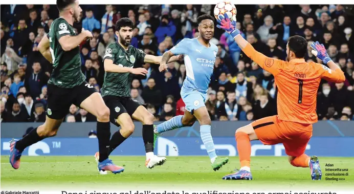  ?? ANSA ?? Adan intercetta una conclusion­e di Sterling