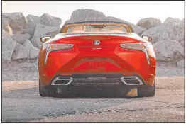 ?? Lexus ?? The LC Convertibl­e’s softtop design allowed engineers to focus on accentuati­ng the sleek lines of the convertibl­e without significan­t intrusions to the trunk and cabin space that can come with a heavier, bulkier hard top.