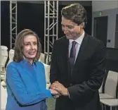  ?? ?? HOUSE SPEAKER Nancy Pelosi and Canadian Prime Minister Justin Trudeau also attended.