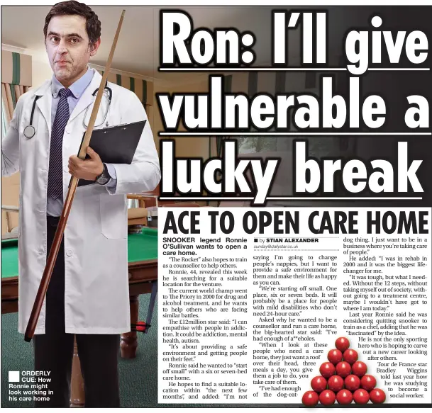  ??  ?? ORDERLY CUE: How Ronnie might look working in his care home