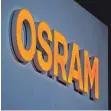  ?? FOTO: DPA ?? Osram-Logo auf der Hauptversa­mmlung: zuletzt tiefrote Zahlen.