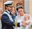  ?? Foto: Anders Wiklund, dpa ?? Prinz Alexander, 1, hat seit gestern ei nen Bruder.