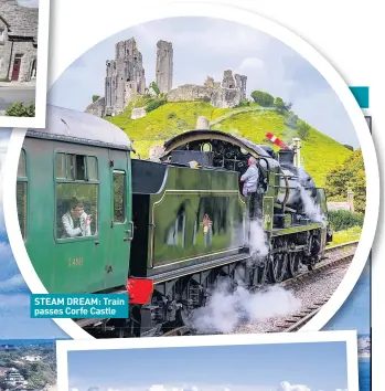  ??  ?? STEAM DREAM: Train passes Corfe Castle