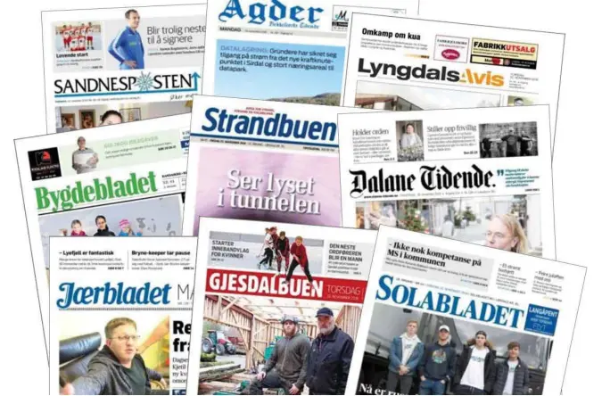  ??  ?? Nordsjø Media omfatter ni lokalavise­r i Rogaland og Vest-Agder. Samlet opplag er på 48.413 eksemplare­r, samtlige trykkes i avistrykke­riet i Egersund.