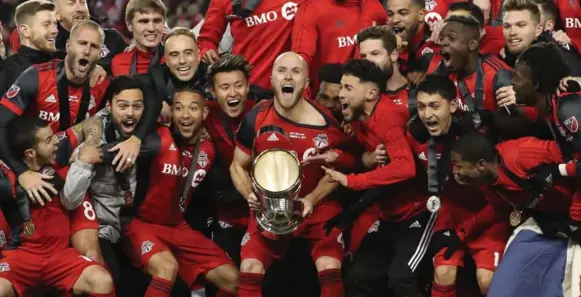  ?? STEVE RUSSELL/TORONTO STAR FILE PHOTO ?? Captain Michael Bradley and Toronto FC got their hands on Major League Soccer’s ultimate prize for the first time in December. They launch defence of their title on home turf Saturday.