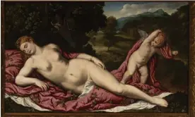  ?? ?? Paris Bordone (1500–1571) Sleeping Venus with Cupid Oil on canvas. Photograph: Matteo De Fina/© Venice, Galleria Giorgio Franchetti alla Ca’ d’Oro, Direzione regionale Musei