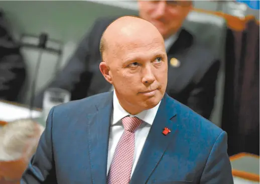  ??  ?? Home Affairs Minister Peter Dutton in parliament on Thursday.