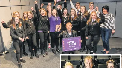  ??  ?? ● Hollywood star Rhys Ifans met local youngsters for the grand opening of Caernarfon’s new Galeri cinema