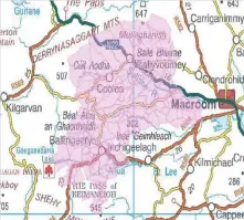  ??  ?? A map outlining the Gaeltacht region (shaded in pink)