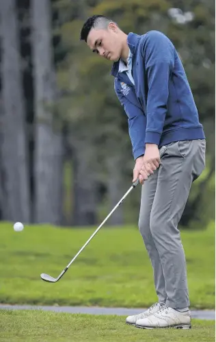  ?? PHOTO: GERARD O’BRIEN ?? Winning swing . . . Golfer Parker Aluesi practises at St Clair Golf Club yesterday.