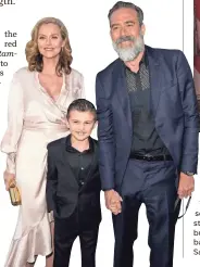  ?? KEVIN WINTER/GETTY IMAGES ?? Hilarie Burton, Morgan and their son, Augustus, made the trip from upstate New York for the “Rampage” premiere.