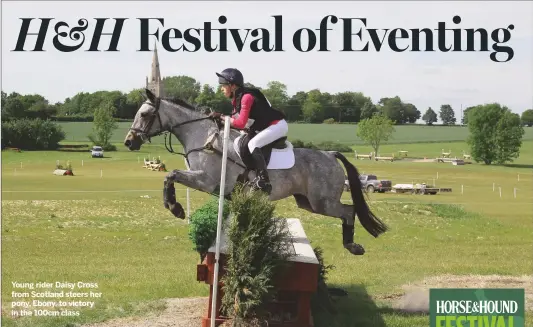  ??  ?? Young rider daisy cross from scotland steers her pony, ebony, to victory in the 100cm class