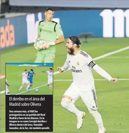  ?? FOTO: SIRVENT ?? Sergio Ramos marcó el gol del Real Madrid que le dio el triunfo ante el Getafe en el Di Stéfano