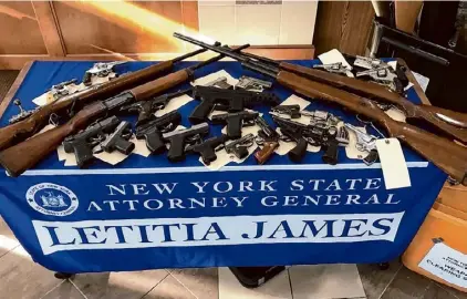  ?? Photo courtesy of attorney general’s office ?? The office of Attorney General Letitia James and police agencies are hosting a gun buyback event in Watervliet on Saturday, with those turning in firearms receiving prepaid gift cards between $25 and $500, depending on the type of gun.