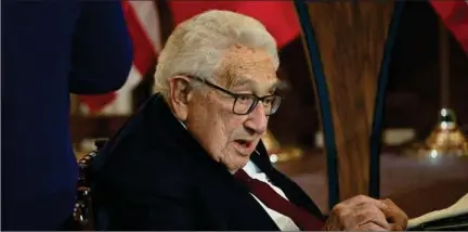  ?? ?? USA's tidligere udenrigsmi­nister Henry A. Kissinger fyldte 100 år i lørdags – og er dermed den sidste overlevend­e fra Nixons regering. Foto: Roberto Schmidt/AFP