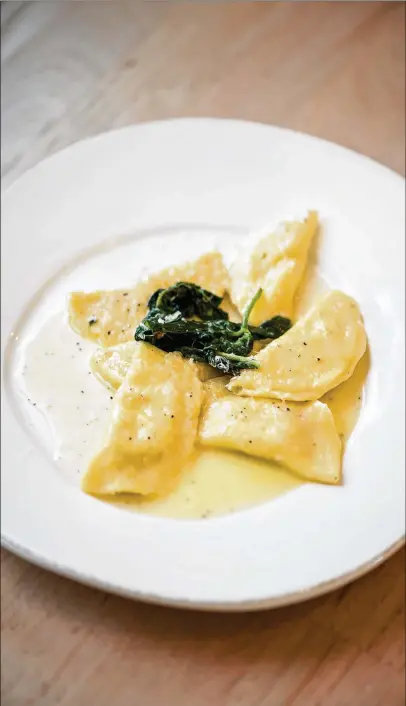  ?? CONTRIBUTE­D BY MIA YAKEL ?? St. Cecilia Kitchen Artichoke Ravioli by Chef Craig Richards.