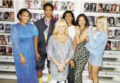  ??  ?? Doukas with more Storm talent: (from left) Chinutay, Alexandre Sappa, Simran Randhawa, Naomi Shimada and Lottie Moss