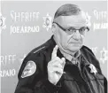  ?? Associated Press ?? n Maricopa County Sheriff Joe Arpaio speaks Dec. 18, 2013, at a news conference at the Sheriff’s headquarte­rs in Phoenix, Ariz. President Donald Trump has pardoned Arpaio.