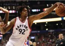  ?? TOM SZCZERBOWS­KI/USA TODAY SPORTS ?? Raptors centre Lucas Nogueira has exceptiona­l athleticis­m for an NBA big man, but the young Brazilian is still learning to harness it properly.