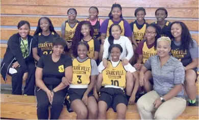  ?? (Submitted photo) ?? Starkville High School head girls basketball coach Kristie Williams, bottom right, her staff and team were officially proclaimed 2016-17 Class 6A State champions this week.