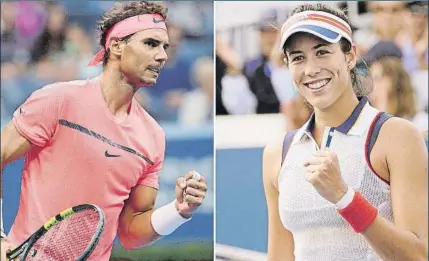  ?? FOTOS: EFE ?? La referencia del tenis mundial, Rafa Nadal y Garbiñe Muguruza, número uno del planeta a la vez